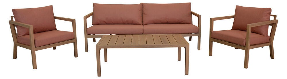 Røst sofagruppe teak og rust vanntette putetrekk