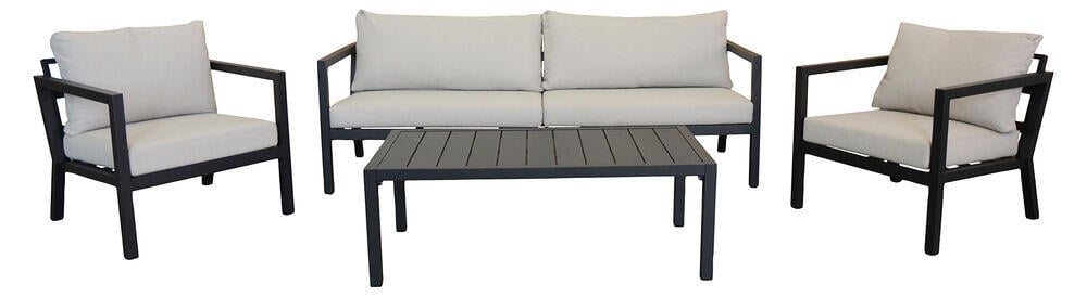 Røst sofagruppe sort og beige vanntette putetrekk