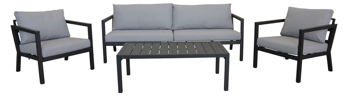 Røst sofagruppe sort og lys grå vanntette putetrekk