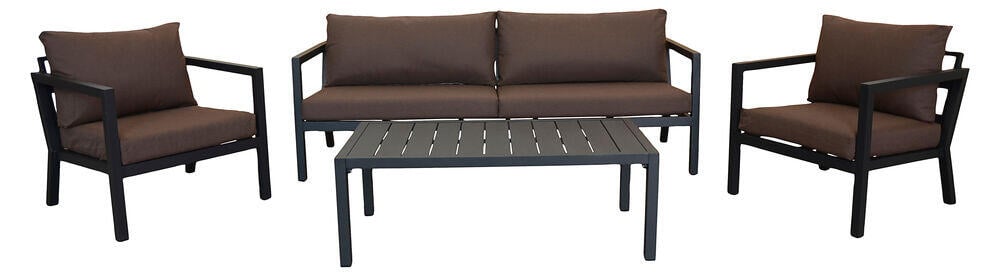 Røst sofagruppe sort og brune vanntette putetrekk