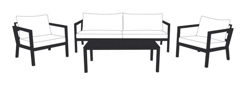 Røst sofagruppe sort og mørk grå impregnerte putetrekk