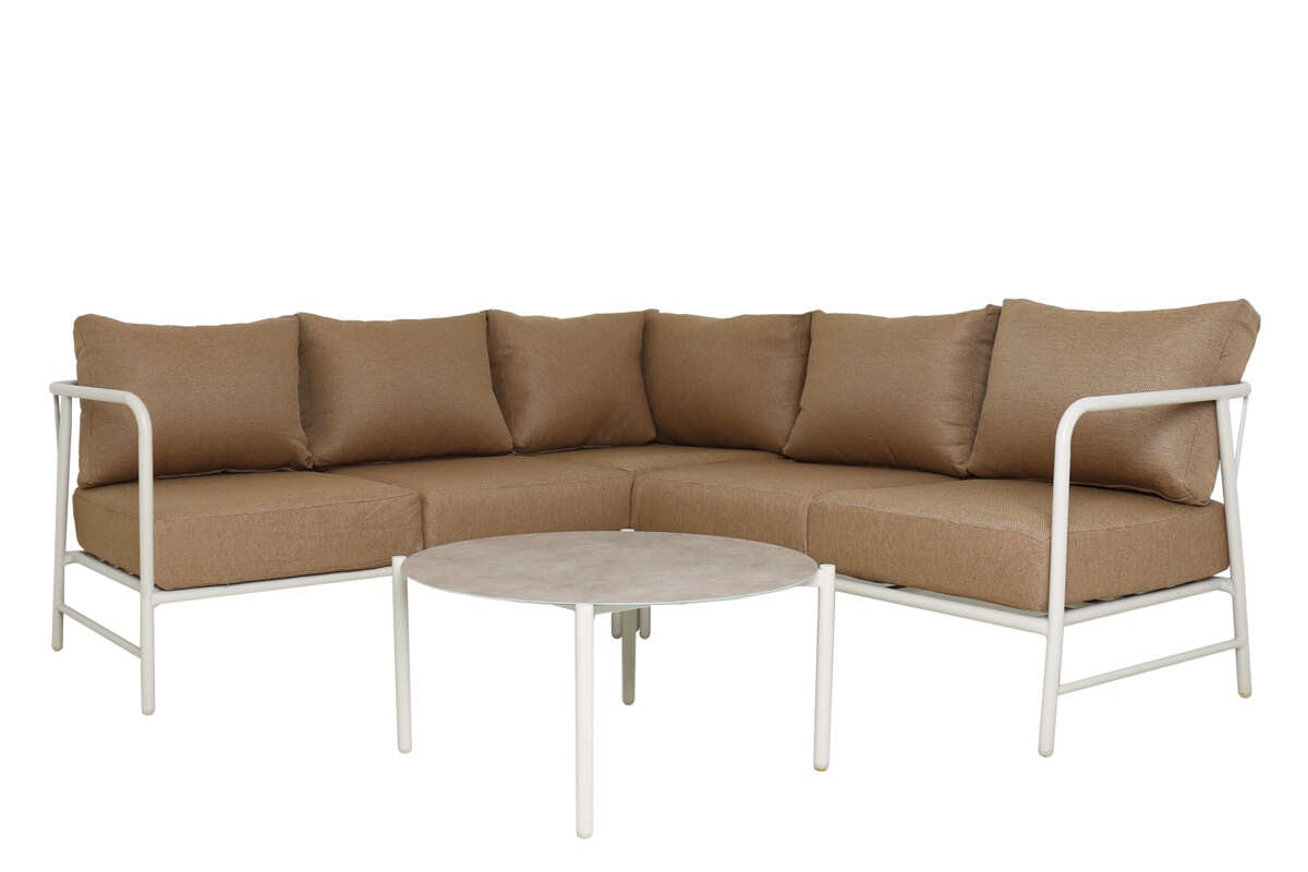 Brevik hjørnegruppe kalk og terrakotta putetrekk