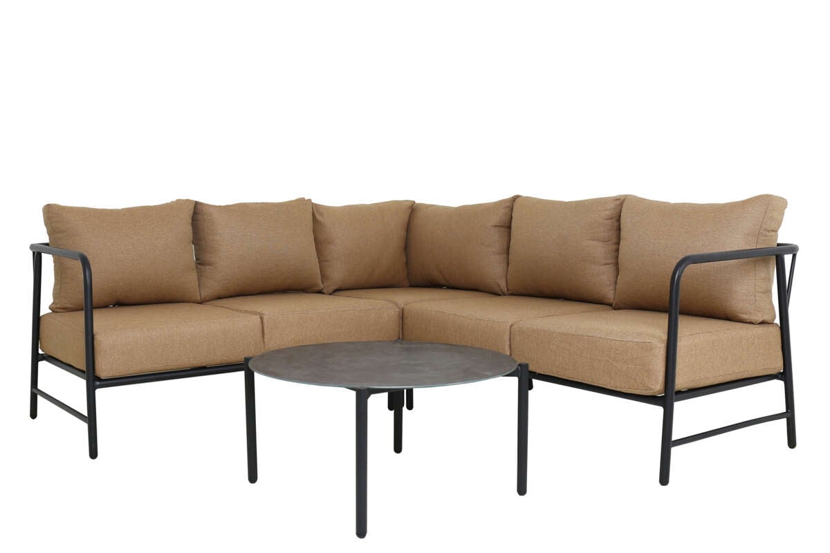 Brevik hjørnegruppe sort og terrakotta putetrekk