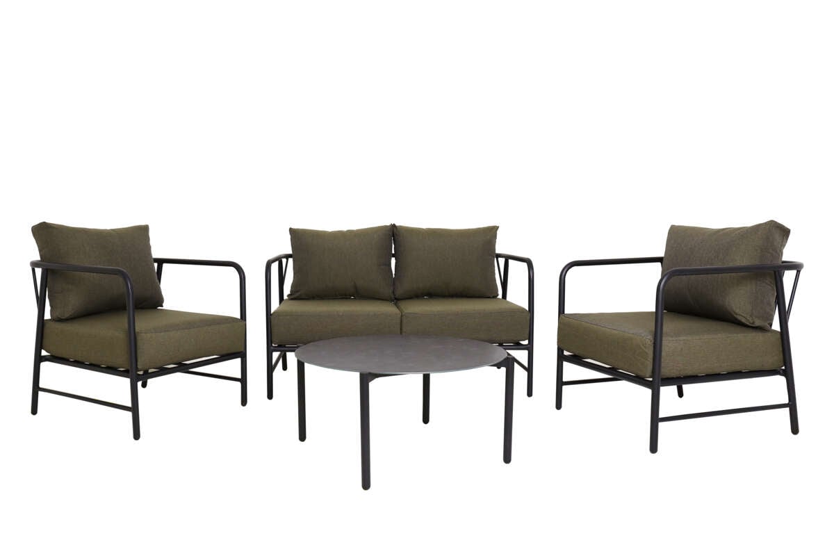 Brevik sofagruppe sort og mose putetrekk