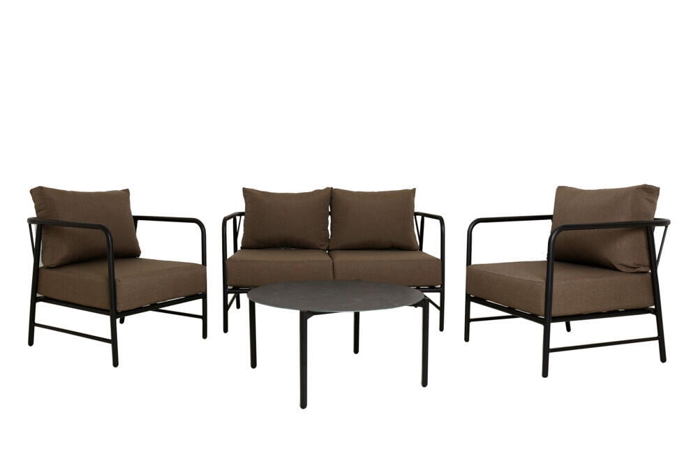 Brevik sofagruppe sort og kastanje putetrekk