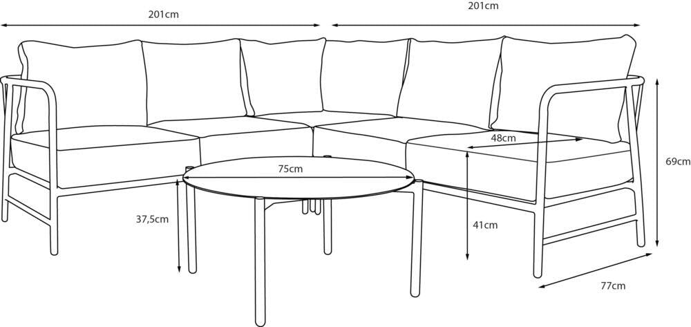 Brevik hjørnegruppe sort og terrakotta putetrekk