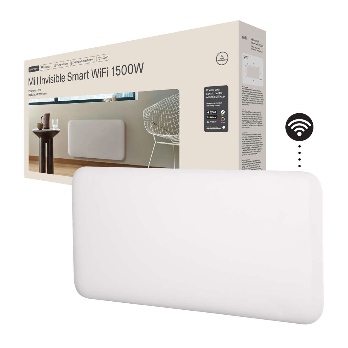 Mill Invisible Smart WiFi Gen 4 1500W panelovn