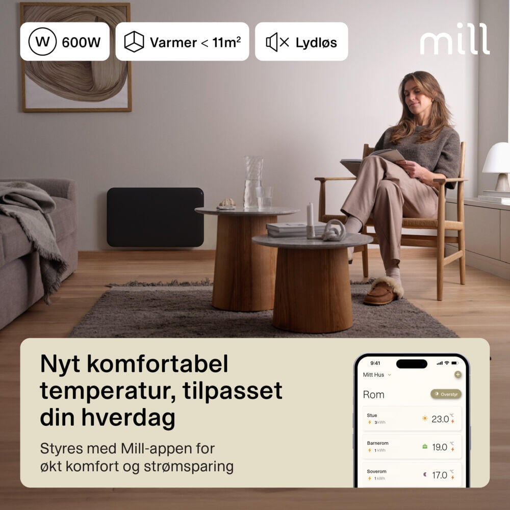 Mill Invisible Smart WiFi Gen 4 600W panelovn