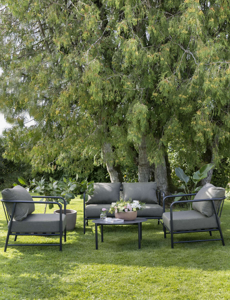 Brevik sofagruppe sort og mose putetrekk