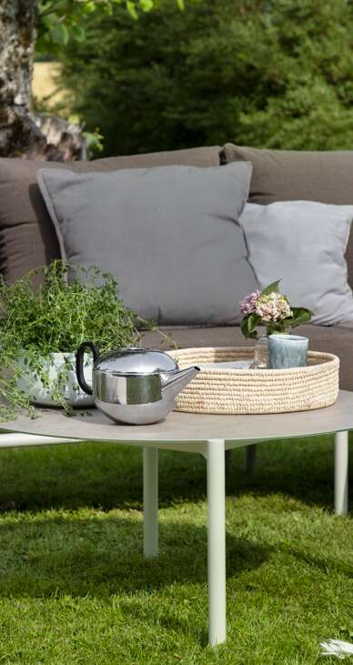 Brevik sofagruppe kalk og kastanje putetrekk