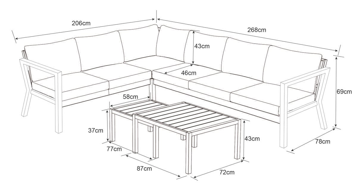 Røst hjørnegruppe teak og beige impregnerte putetrekk