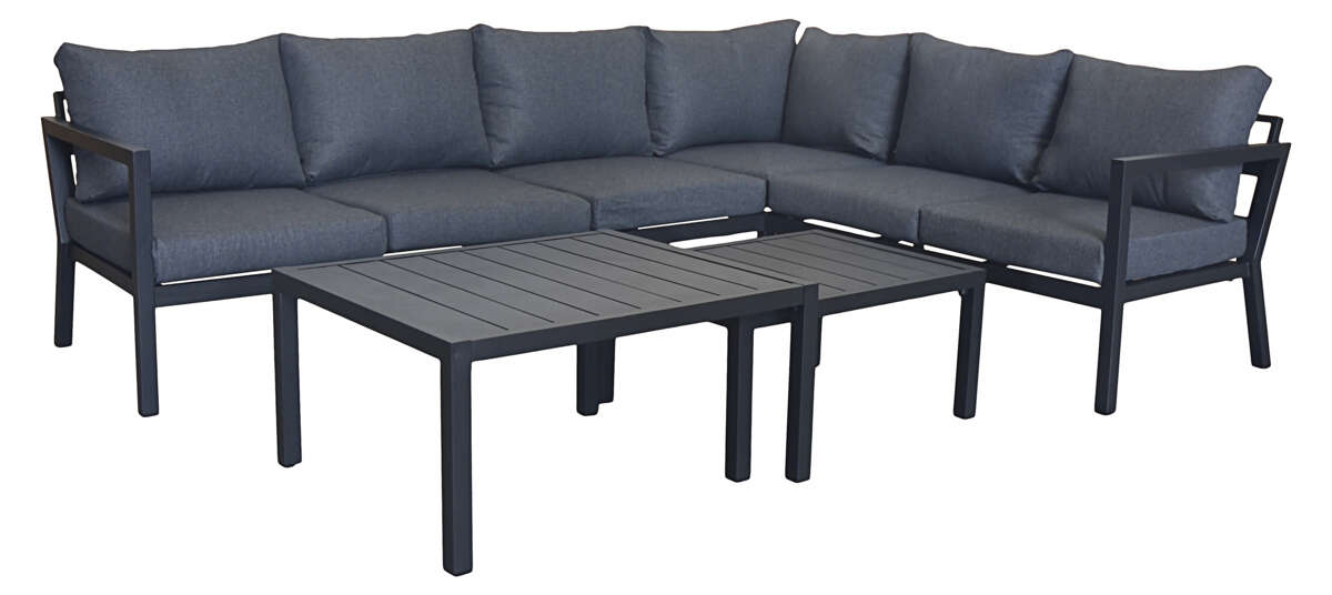 Røst hjørnegruppe sort og mørk grå impregnerte putetrekk