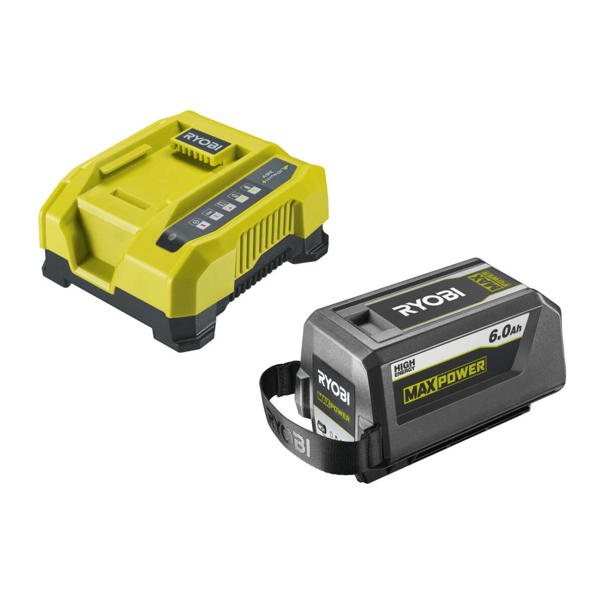 Ryobi RY36BK60B Max Pover batteri og hurtiglader
