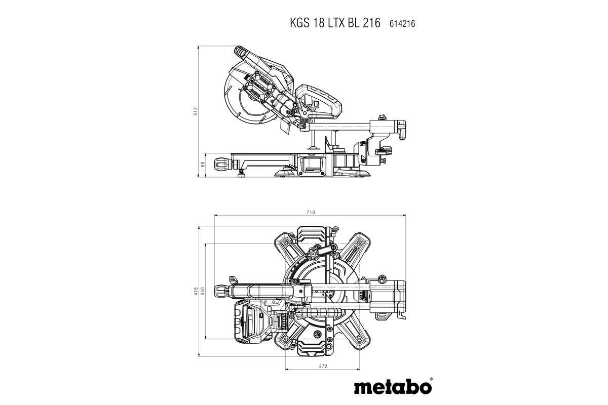 Metabo KGS 18 LTX BL 216 kapp- og gjæringssag m/batteri