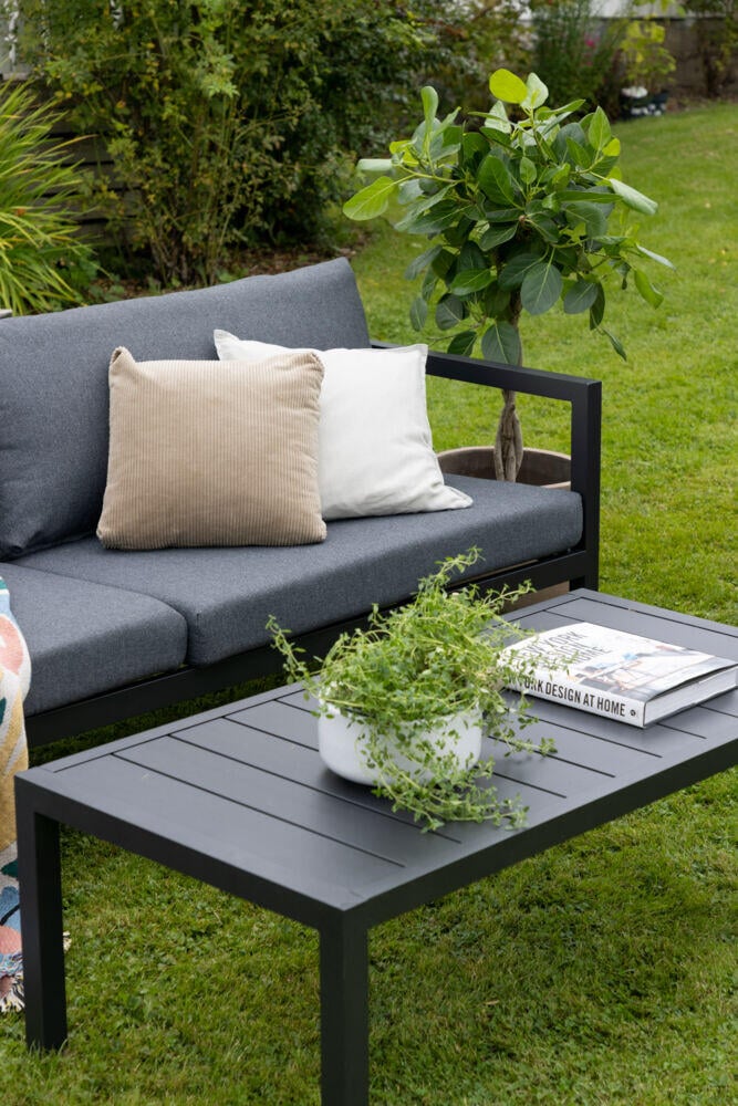 Røst sofagruppe sort og mørk grå vanntette putetrekk