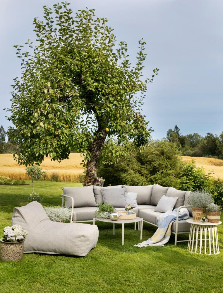 Brevik hjørnegruppe kalk og beige putetrekk