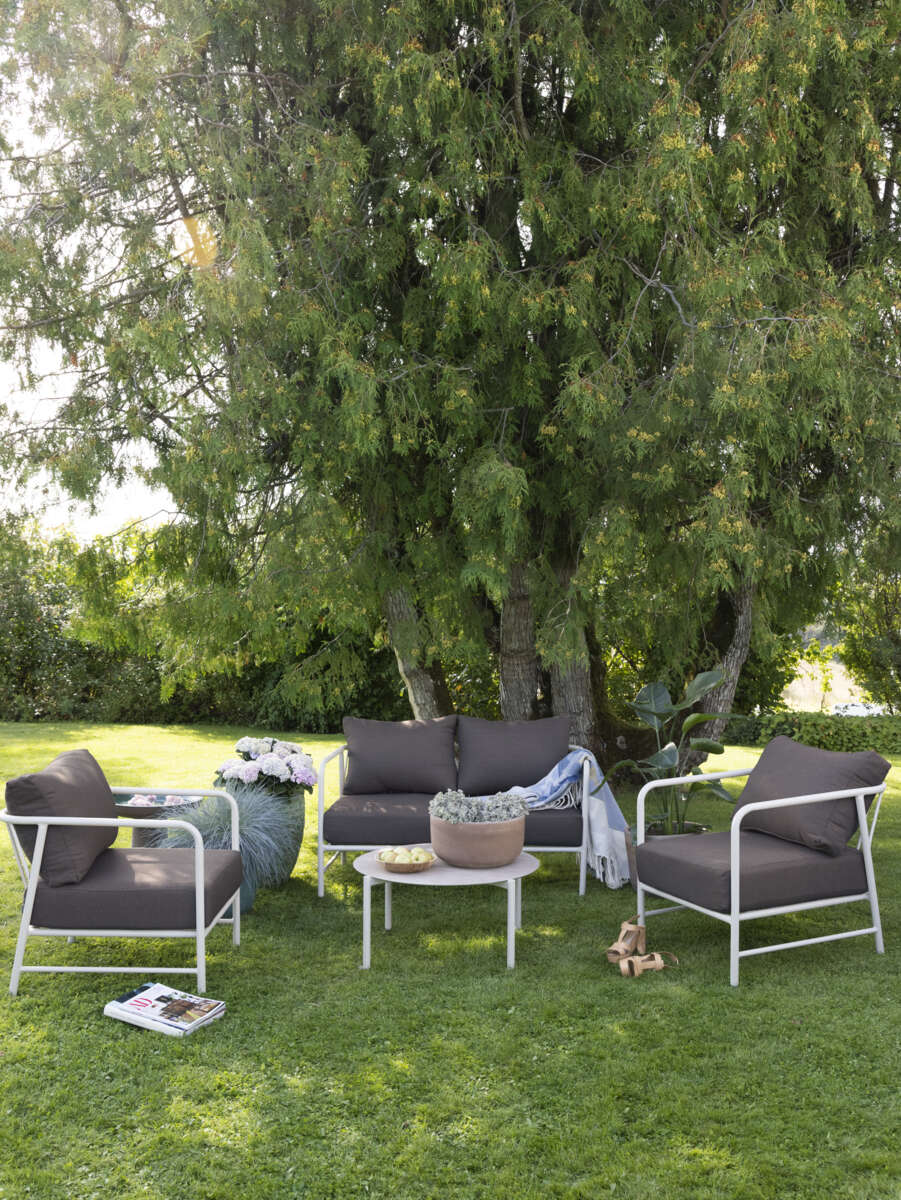 Brevik sofagruppe kalk og kastanje putetrekk