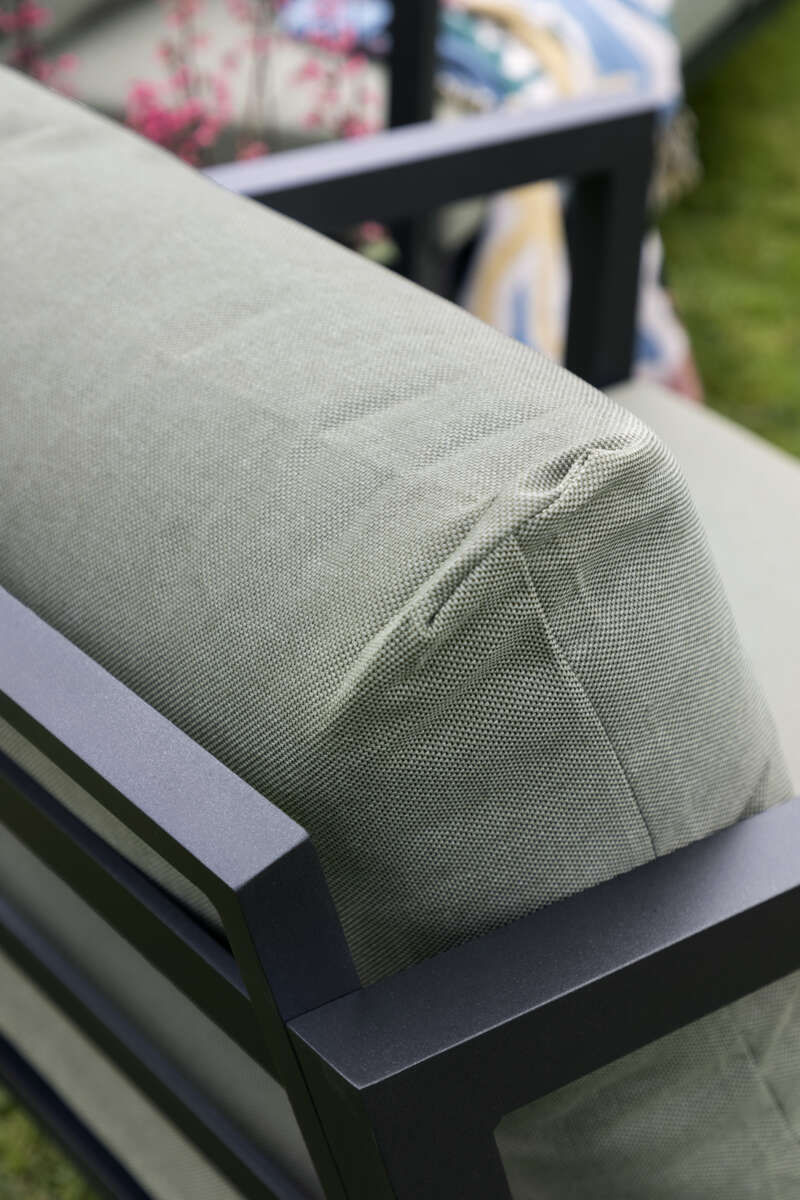 Røst sofagruppe sort og grønne vanntette putetrekk