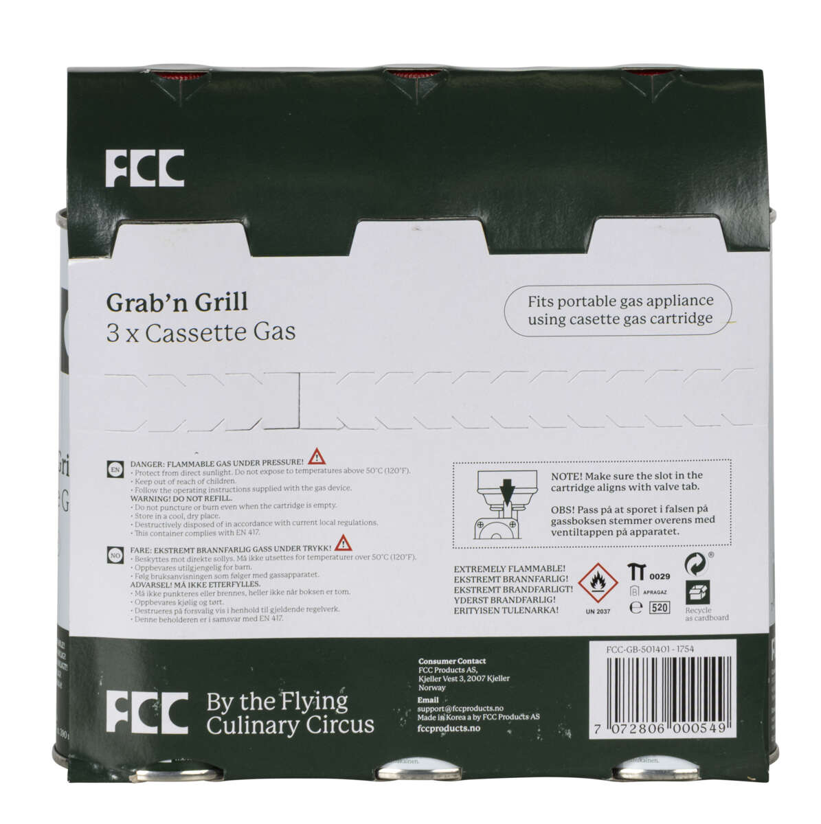 FCC Grab`N`Grill gassboks 3-pk