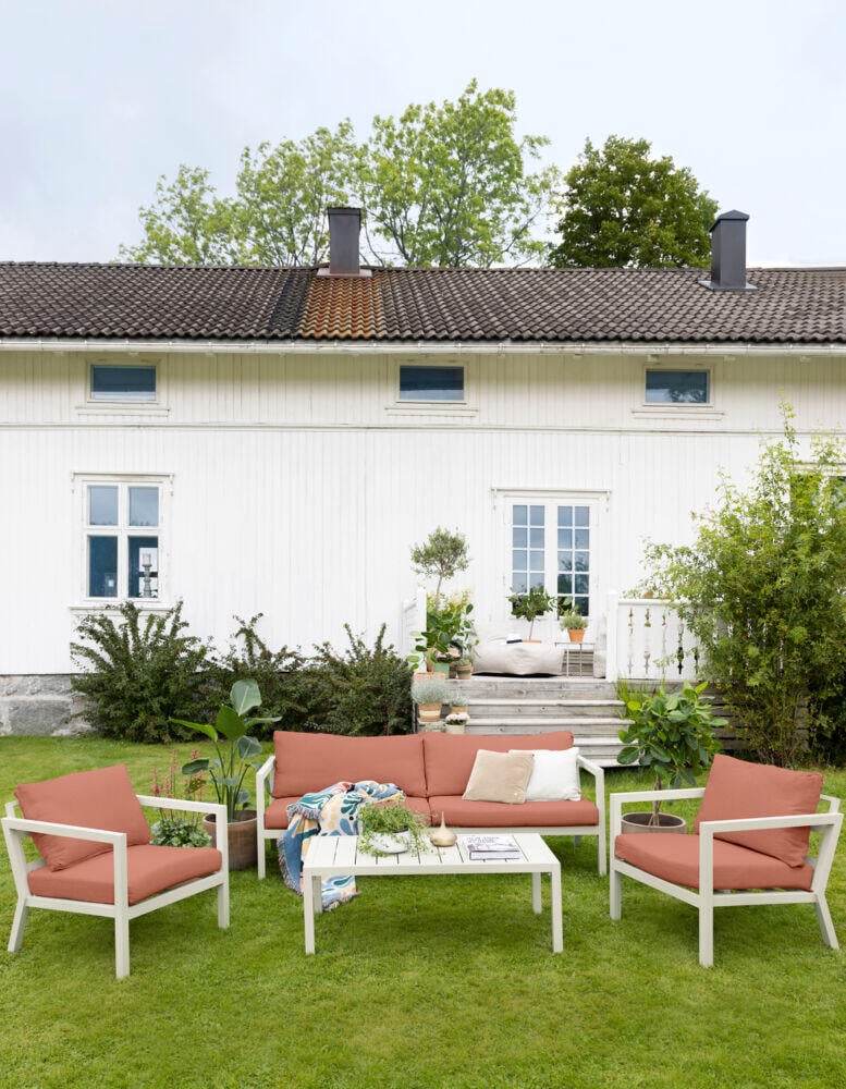 Røst sofagruppe kalk og rust vanntette putetrekk