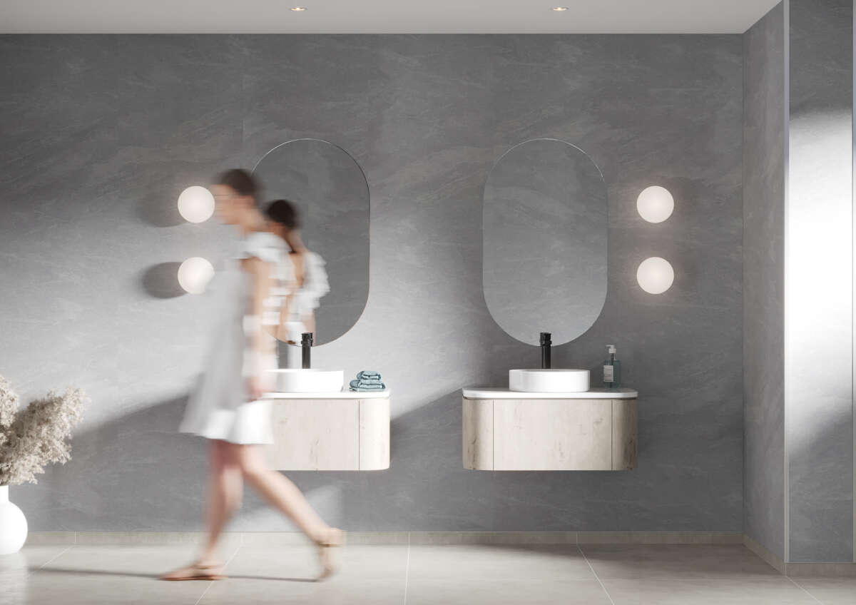 Fibo 1035 Silver Slate Baderomspanel 2-pk