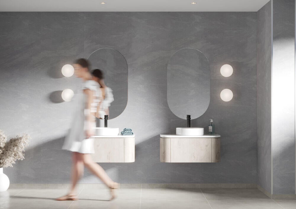 Fibo 1035 Silver Slate Baderomspanel 2-pk