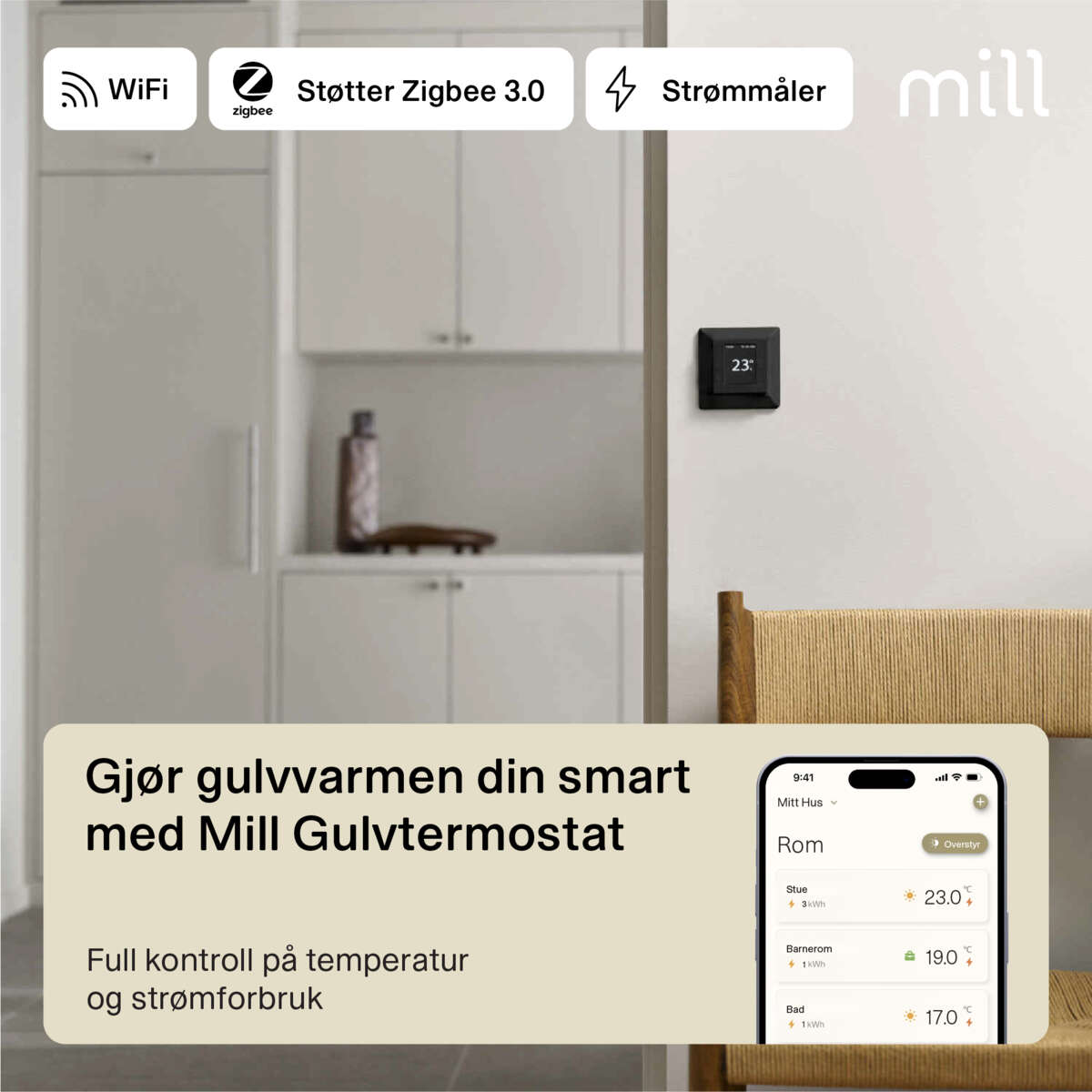 Mill Smart WiFi gulvtermostat