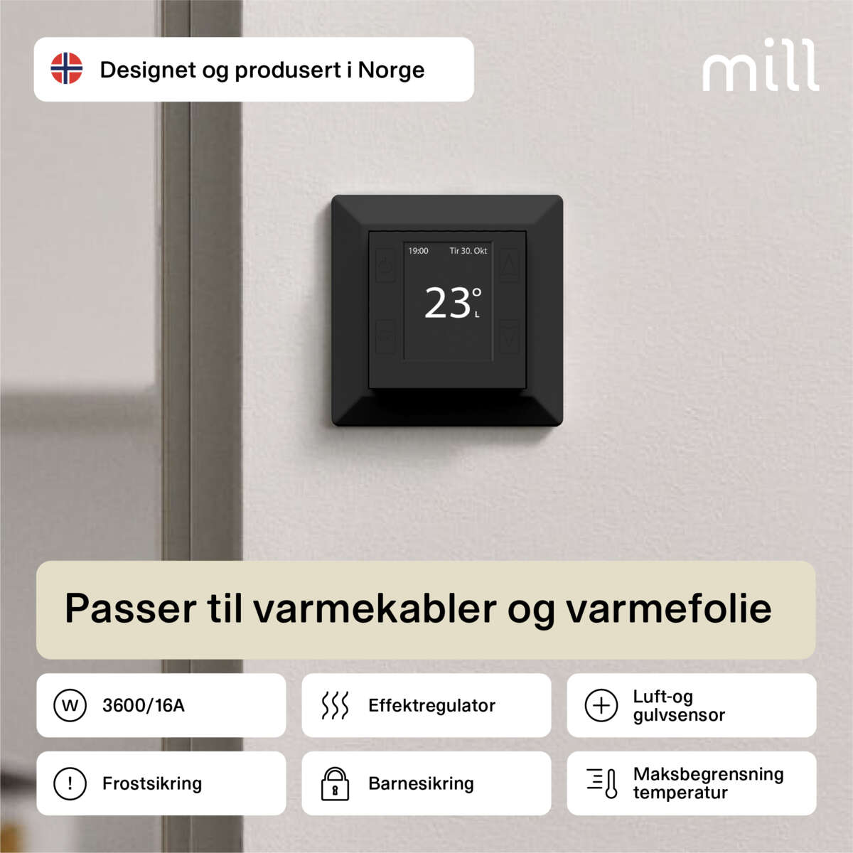 Mill Smart WiFi gulvtermostat
