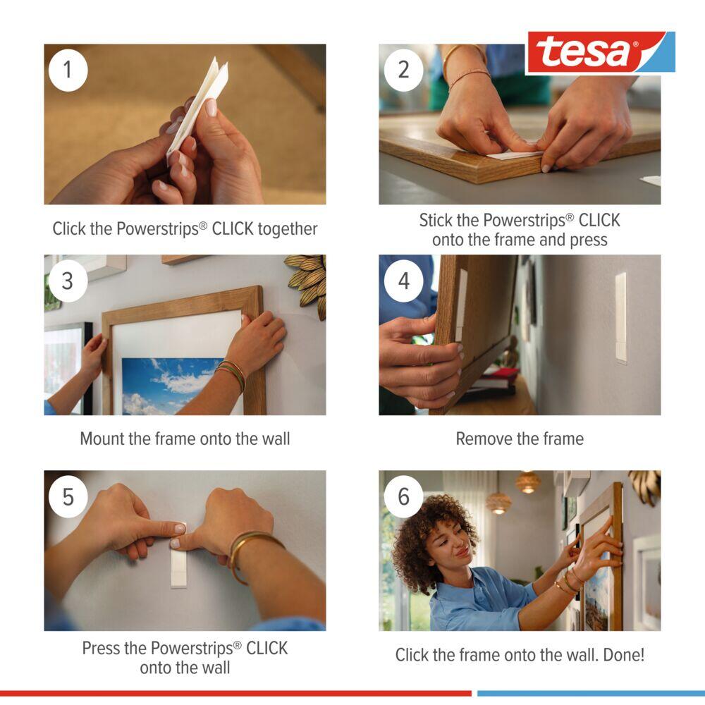 Tesa Power strips Click borrelås oppheng