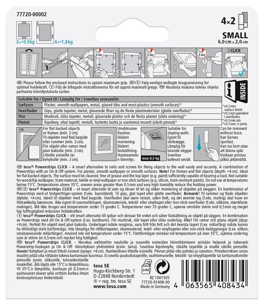 Tesa Power strips Click borrelås oppheng