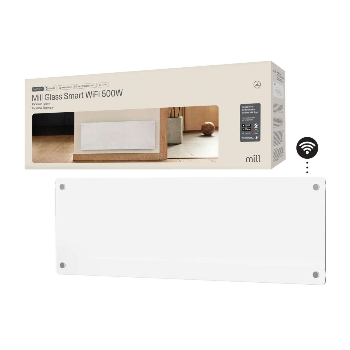 Mill Glass Smart WiFi 500W Gen. 4 panelovn