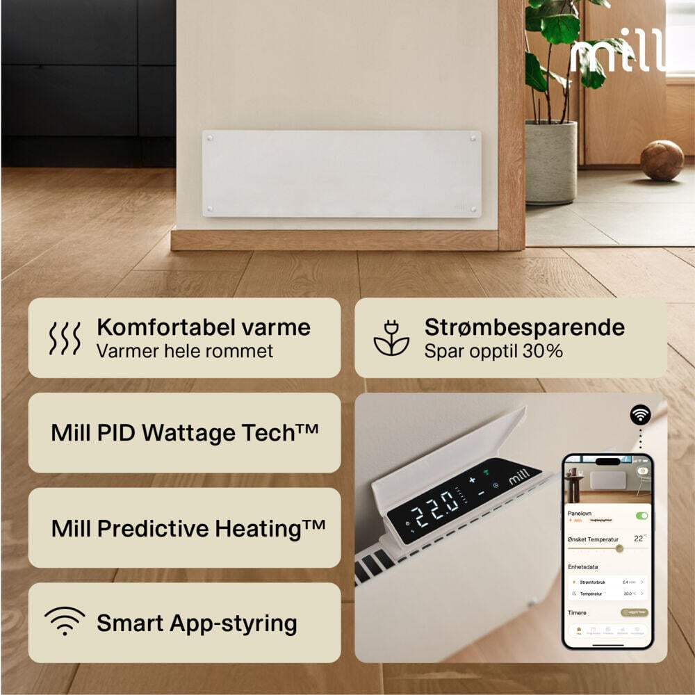 Mill Glass Smart WiFi 500W Gen. 4 panelovn