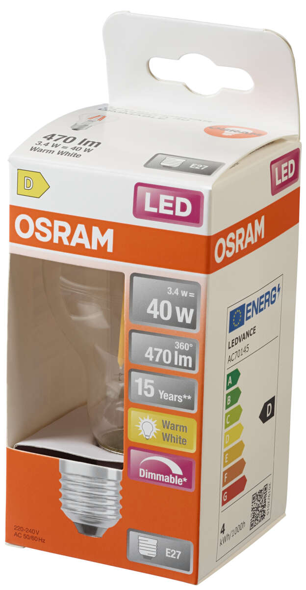 OSRAM LED Superstar Classic A 40 Filament pære