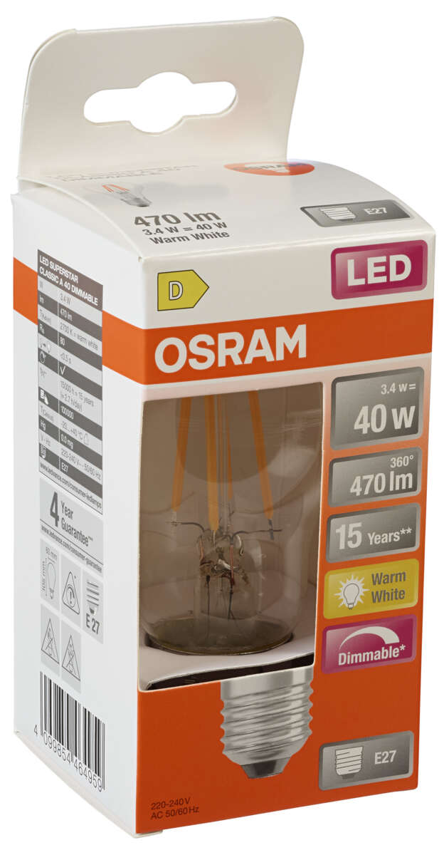 OSRAM LED Superstar Classic A 40 Filament pære