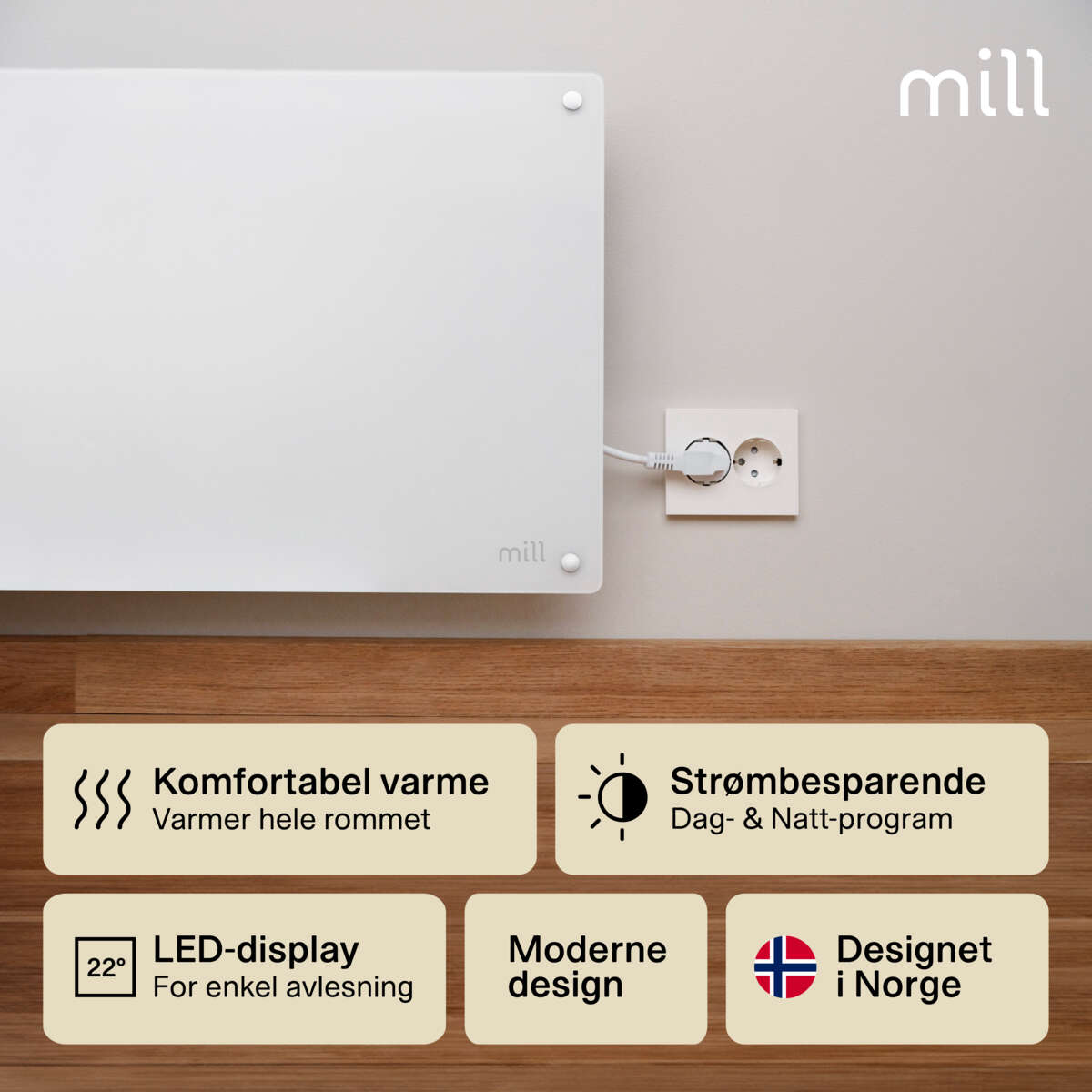 Mill Glass 1200W panelovn