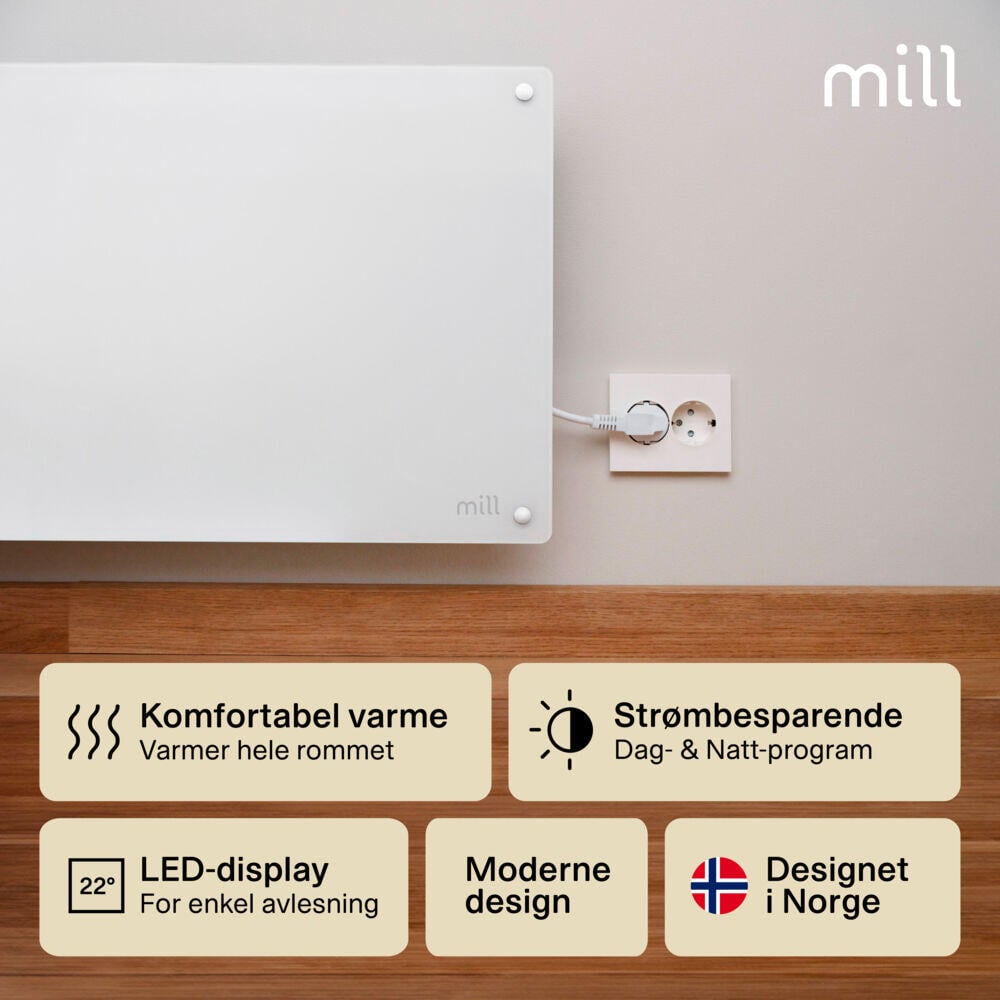 Mill Glass 1200W panelovn