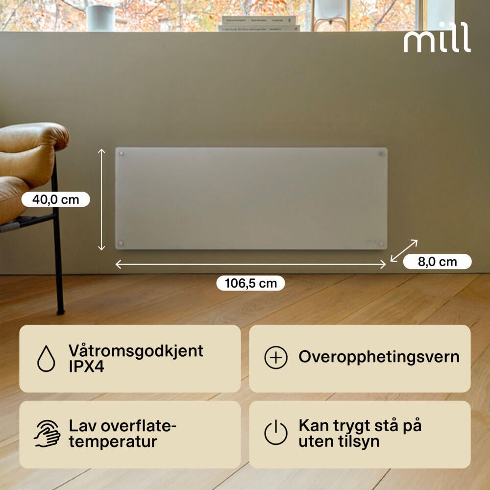 Mill Glass 1200W panelovn