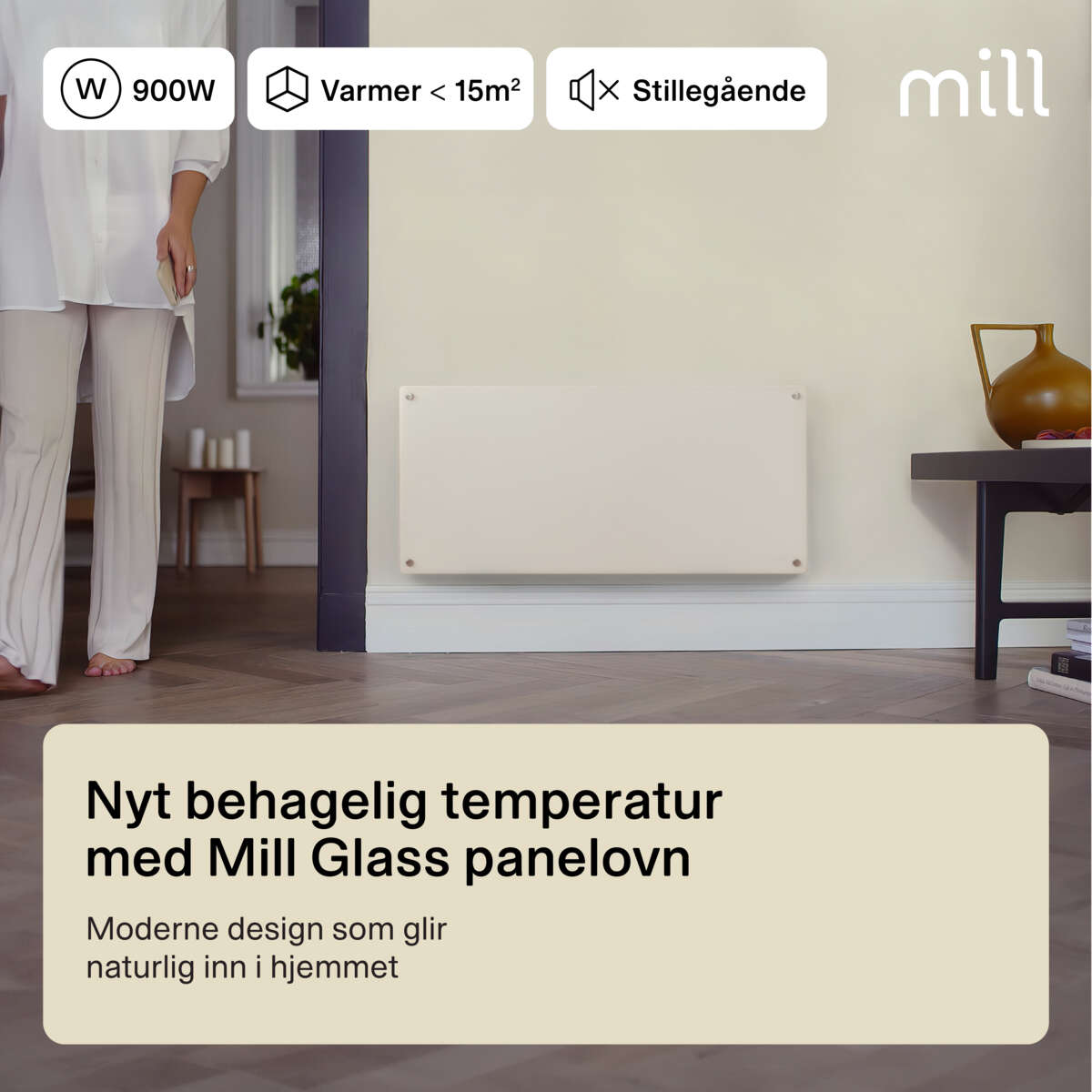 Mill Glass 900W panelovn