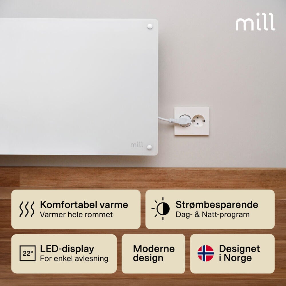 Mill Glass 800W panellist panelovn