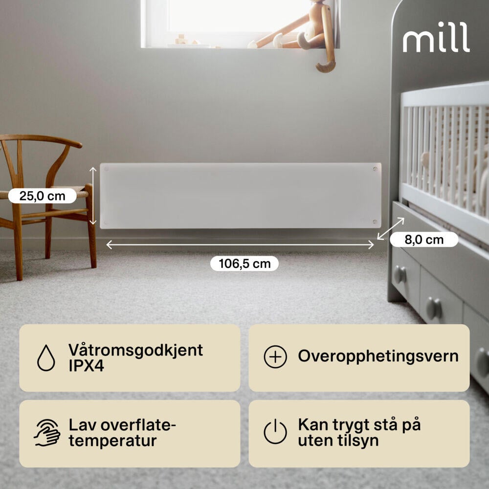 Mill Glass 800W panellist panelovn