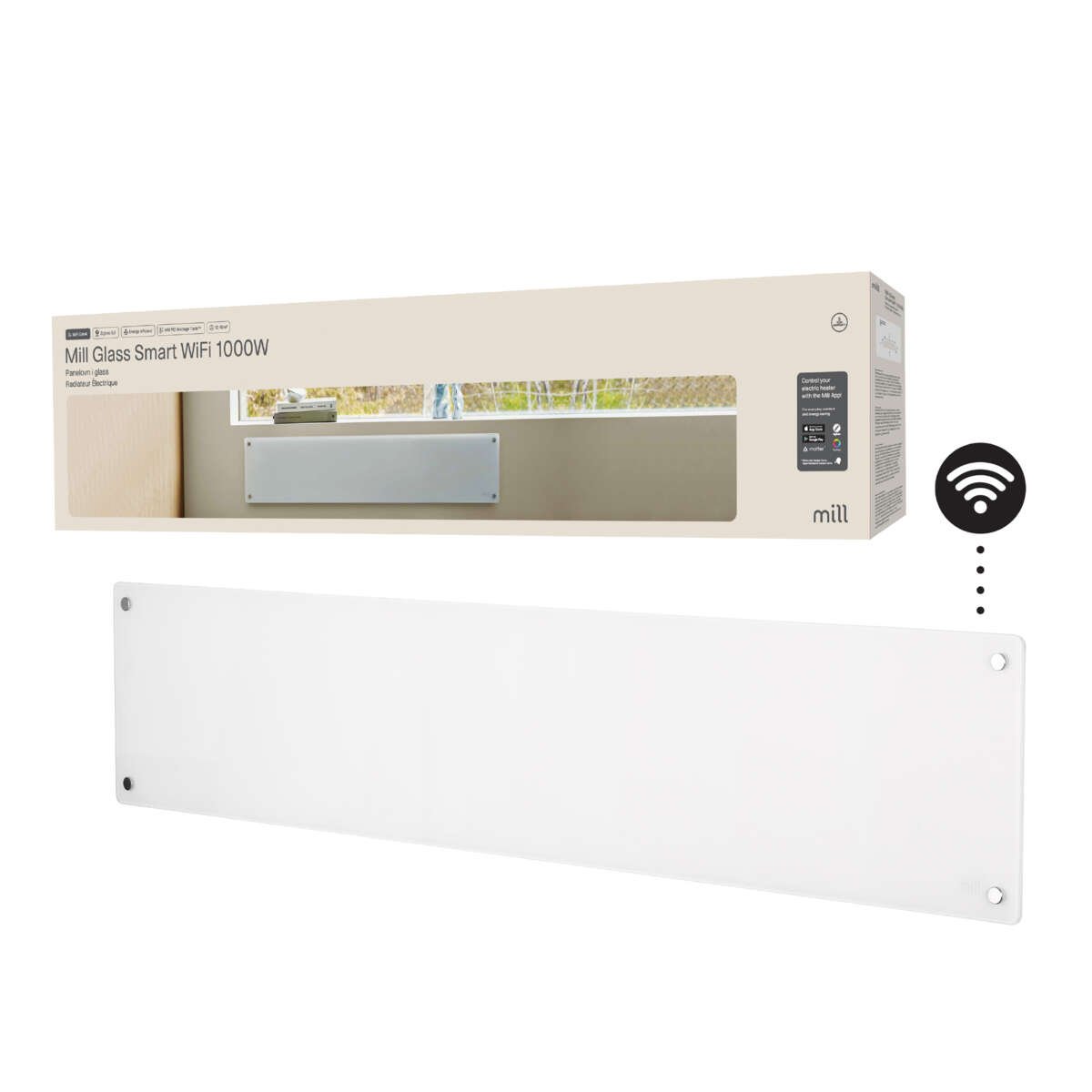 Mill Glass Smart WiFi 1000W Gen. 4 panelovn