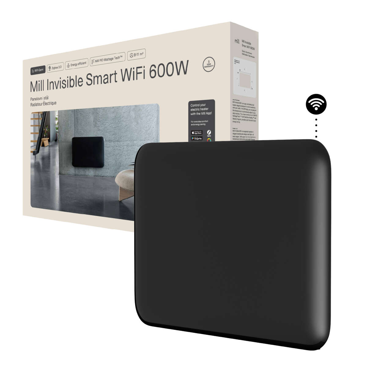 Mill Invisible Smart WiFi Gen 4 600W panelovn
