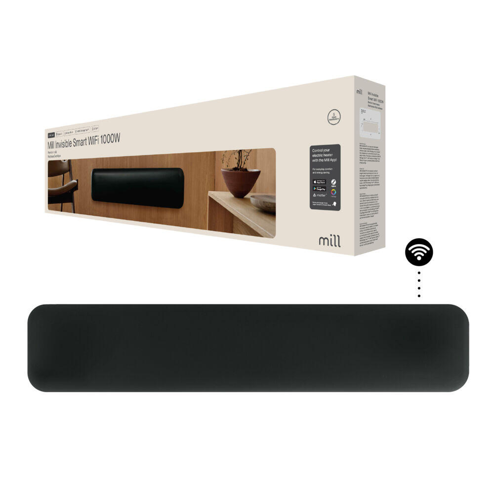 Mill Invisible Smart WiFi panellist 1000W Sort Gen. 4