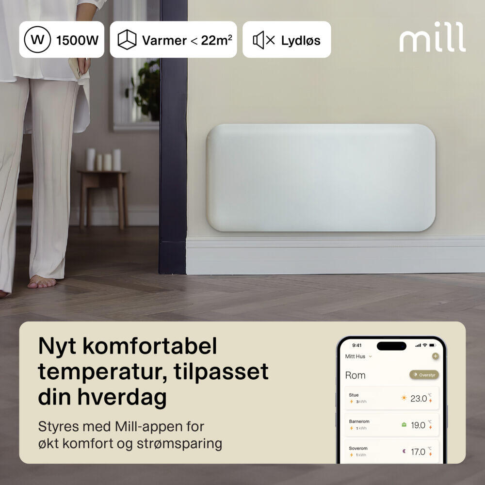 Mill Invisible Smart WiFi  Gen 4 1500W panelovn
