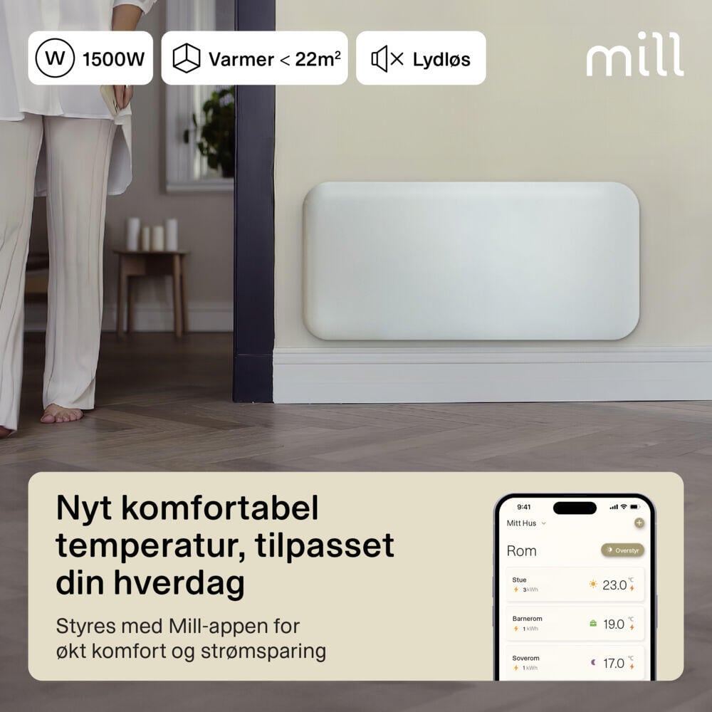 Mill Invisible Smart WiFi Gen 4 1500W panelovn