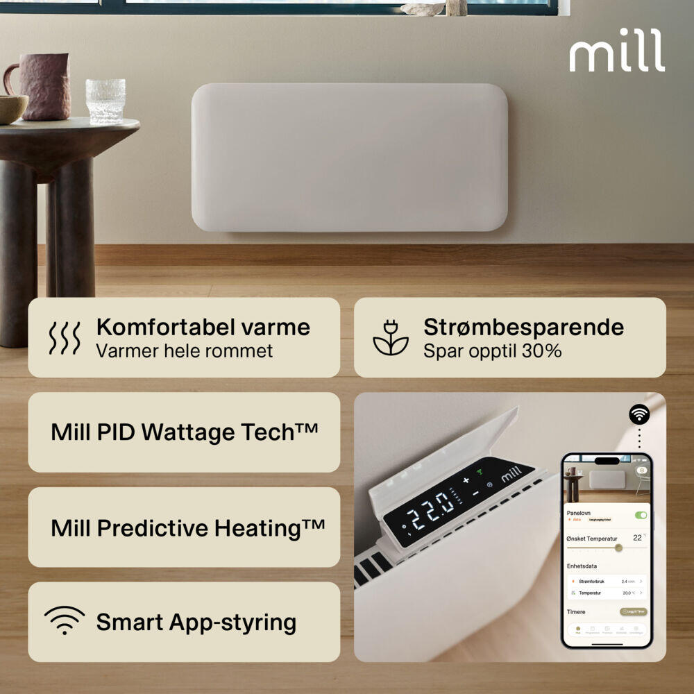 Mill Invisible Smart WiFi  Gen 4 1500W panelovn