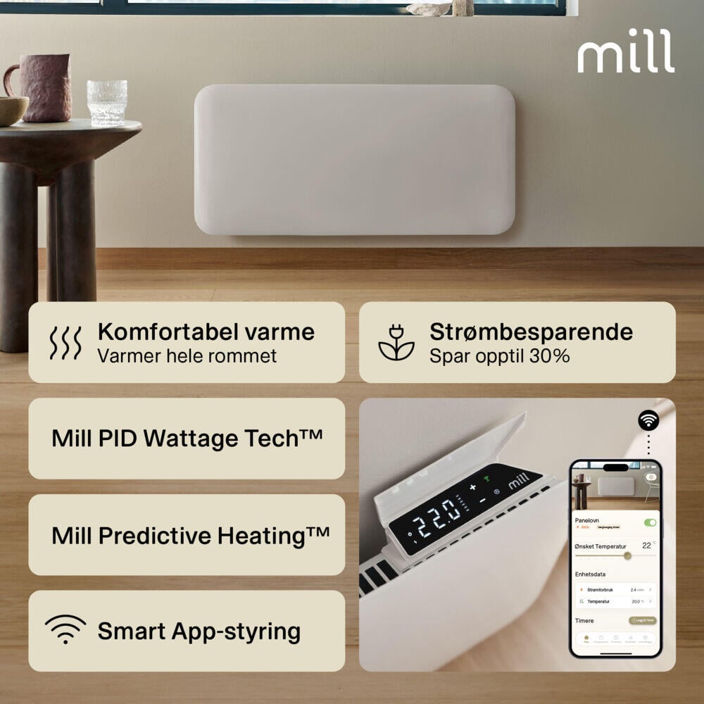 Mill Invisible Smart WiFi Gen 4 1500W panelovn