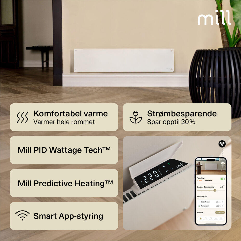 Mill Glass Smart WiFi panellist 800W Gen. 4