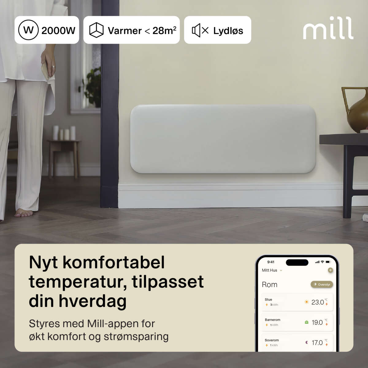 Mill Invisible Smart WiFi Gen 4 2000W panelovn