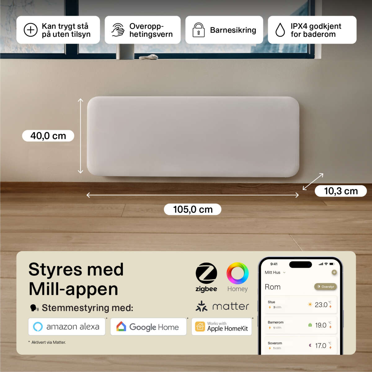 Mill Invisible Smart WiFi Gen 4 2000W panelovn